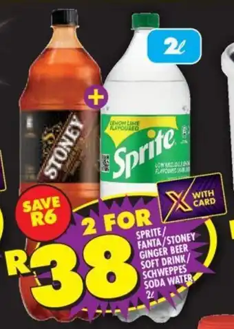 Shoprite SPRITE/ FANTA/STONEY GINGER BEER SOFT DRINK/ SCHWEPPES SODA WATER 2L offer