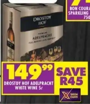 Shoprite DROSTDY HOF ADELPRACHT WHITE WINE 5L offer