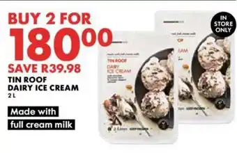 Woolworths TIN ROOF DAIRY ICE CREAM 2L offer