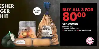 Woolworths POTATOES 2 kg +BROWN ONIONS 1 kg + GEM SQUASH 1 kg OR BUTTERNUT SOCK offer