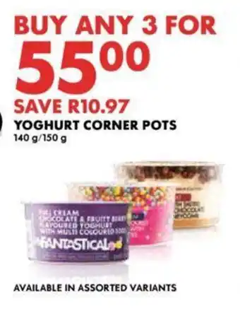 Woolworths YOGHURT CORNER POTS 140g/150g offer