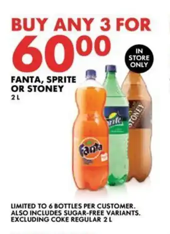 Woolworths FANTA, SPRITE OR STONEY 2L offer