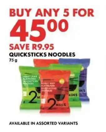 Woolworths QUICKSTICKS NOODLES 75g offer