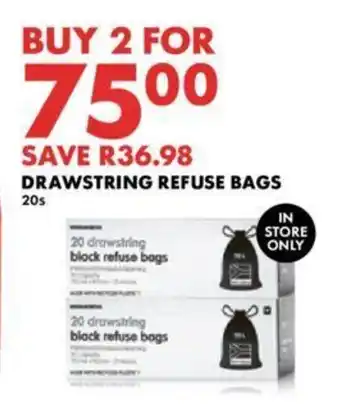Woolworths DRAWSTRING REFUSE BAGS 20s offer
