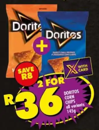 Shoprite DORITOS CORN CHIPS all variants 145g offer