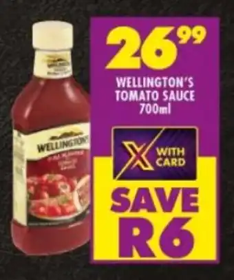 Shoprite WELLINGTON'S TOMATO SAUCE 700ml offer
