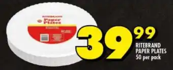 Shoprite RITEBRAND PAPER PLATES 50 per pack offer