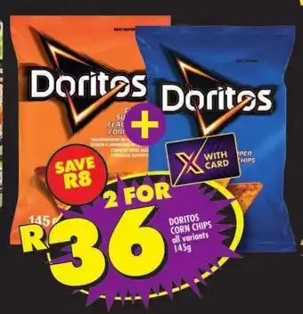 Shoprite DORITOS CORN CHIPS all variants 145g offer