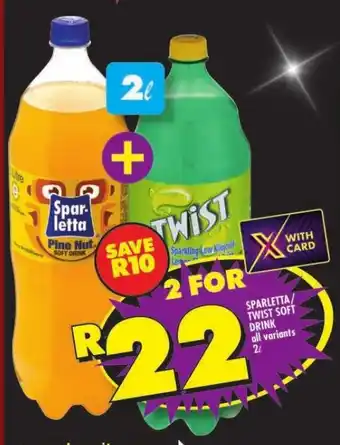 Shoprite SPARLETTA/ TWIST SOFT DRINK all variants 2L offer
