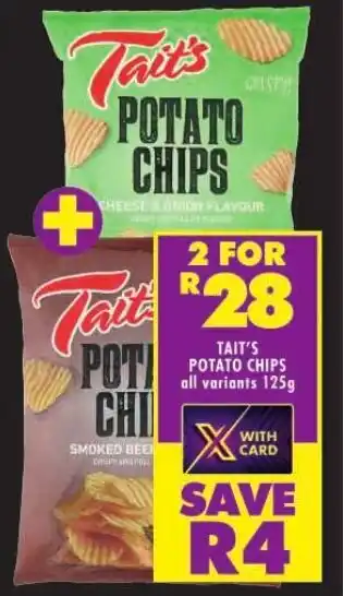 Shoprite TAIT'S POTATO CHIPS all variants 125g offer