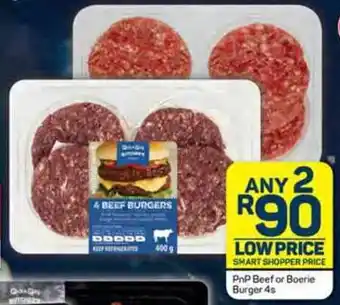 Pick n Pay PnP Beef or Boerie Burger 4s offer