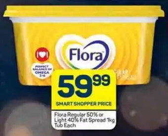 Pick n Pay Flora Regular 50% or Light 40% Fat Spread 1kg Tub Each offer