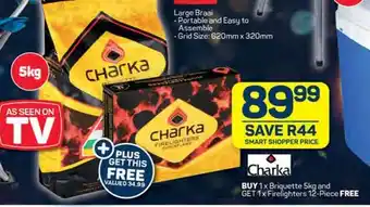 Pick n Pay Charka BUY 1x Briquette 5kg and GET 1x Firelighters 12-Piece FREE offer