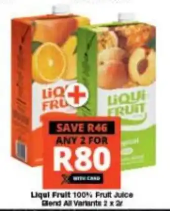 Checkers Liqui Fruit 100% Fruit Juice Blend All Variants 2 x 2L offer