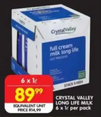 Shoprite CRYSTAL VALLEY LONG LIFE MILK 6 x 1L per pack offer