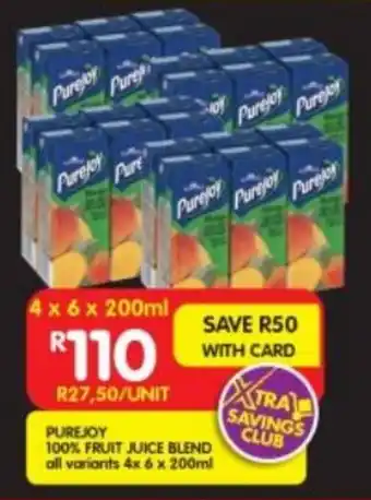 Shoprite PUREJOY 100% FRUIT JUICE BLEND all variants 4x 6 x 200ml offer