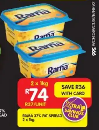 Shoprite RAMA 37% FAT SPREAD CLUB 2 x 1kg offer