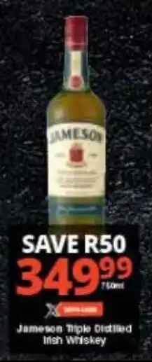 Checkers Jameson Triple Distilled Irish Whiskey offer