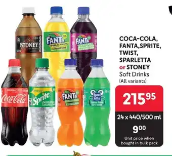 Makro COCA-COLA, FANTA,SPRITE, TWIST, SPARLETTA or STONEY Soft Drinks (All variants) offer
