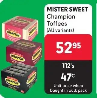 Makro MISTER SWEET Champion Toffees (All variants) offer
