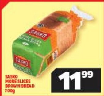 Usave Sasko More Slices Brown Bread 700g offer
