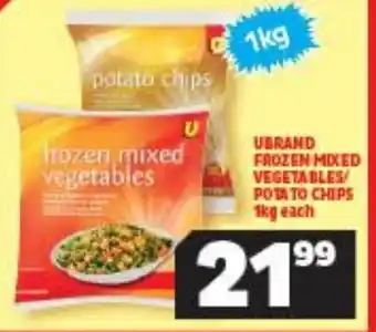 Usave U Brand Frozen Mixed Vegetables/Potato Chips 1kg offer