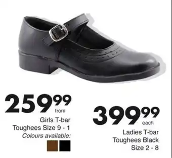 Save Girls T-bar Toughees Size 9-1 offer