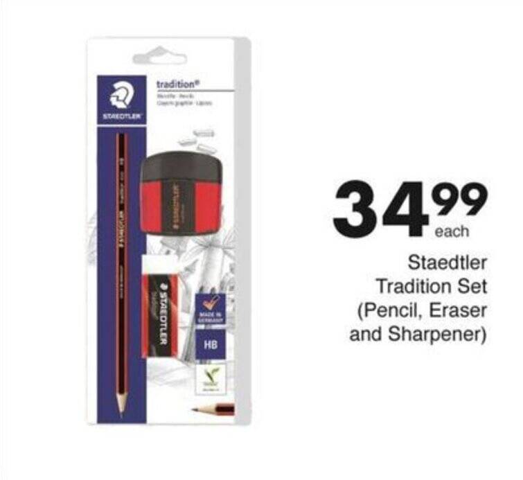 Staedtler Tradition Set (Pencil, Eraser and Sharpener) offer at Save