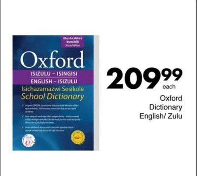 Oxford Dictionary English/Zulu offer at Save