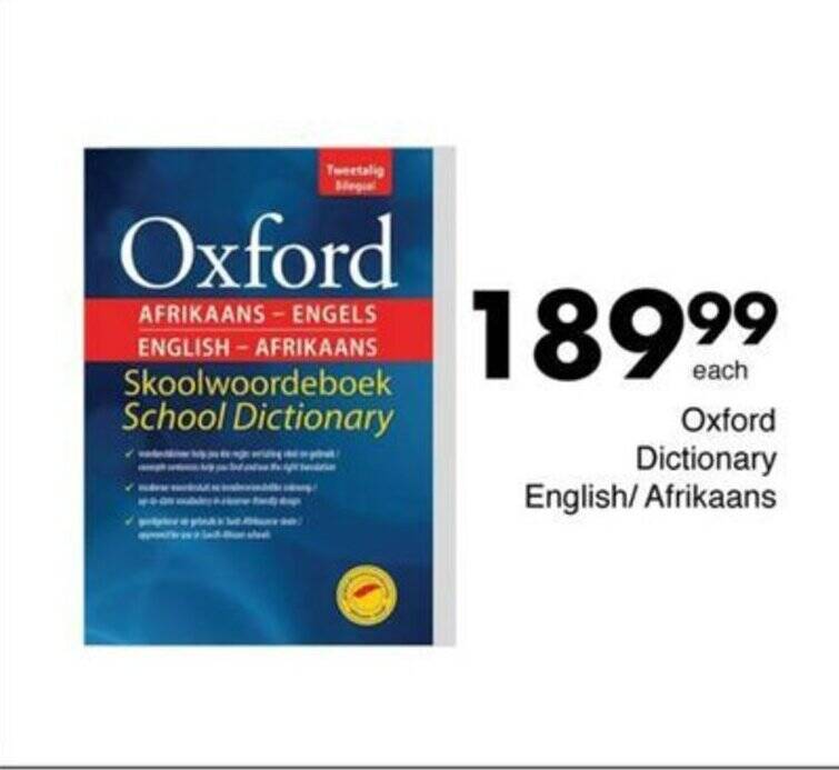 Oxford Dictionary English/Afrikaans offer at Save