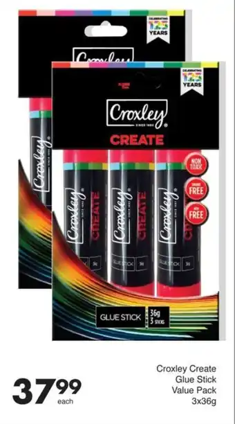 Save Croxley Create Glue Stick Value Pack 3x36g offer