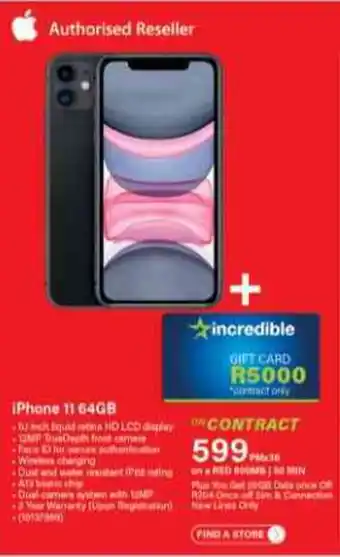 Incredible Connection iPhone 11 64GB Contract offer
