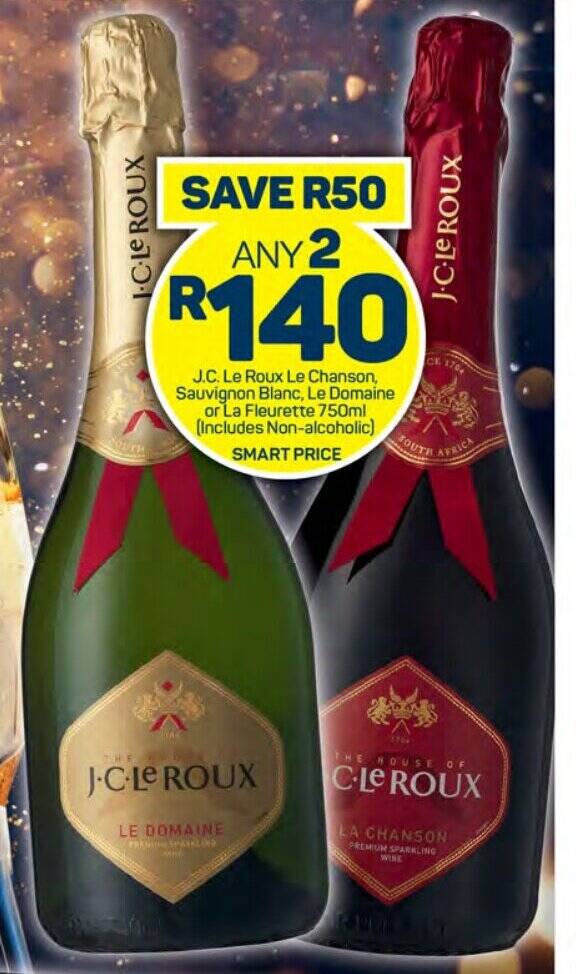 J.C. Le Roux Le Chanson, Sauvignon Blanc, Le Domaine or La Fleurette