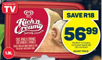 Pick n Pay Hypermarket Ola Rich 'n Creamy Ice Cream Assorted 1.8 Litre Each offer