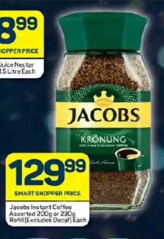 Pick n Pay Hypermarket Jacobs Instant Coffee Assorted 200g or 230g Refill (Excludes Decaf) Each offer