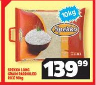 Usave Spekko Long Grain Parboiled Rice 10kg offer