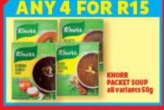 Usave Knorr Packet Soup All Variants 50g offer