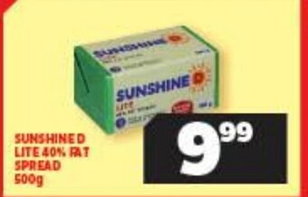 Usave Sunshine D Lite 40% Fat Spread 500g offer
