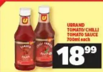 Usave U Brand Tomato/ Chilli Tomato Sauce 700ml offer