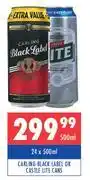 Ultra Liquors Carling black lager or castle lite cans-24 x 500ml offer