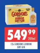 Ultra Liquors Gordon's london dry gin-12 x 200ml offer