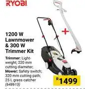 Builders Warehouse Ryobi 1200w lawnmower & 300w trimmer kit offer
