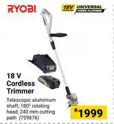 Builders Warehouse Ryobi 18v cordless trimmer offer