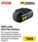 Builders Warehouse Ryobi 4000 mah one plus battery offer