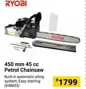 Builders Warehouse Ryobi 450mm 45cc petrol chainsaw offer
