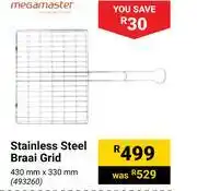 Builders Warehouse Megamaster stainless steel braai grid 493260-430mm x 330mm offer