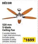 Builders Warehouse Decor 520mm 5-blade ceiling fan offer