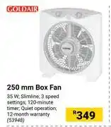 Builders Warehouse Goldair 250mm box fan 53948 offer