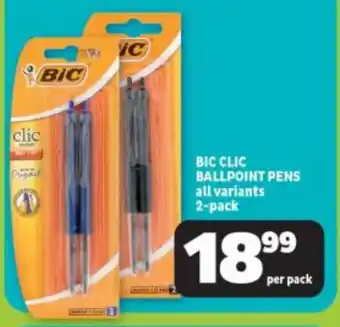 Usave BIC CLIC BALLPOINT PENS all variants 2-pack offer