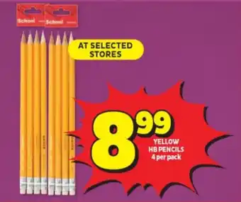Usave YELLOW HB PENCILS 4 per pack offer